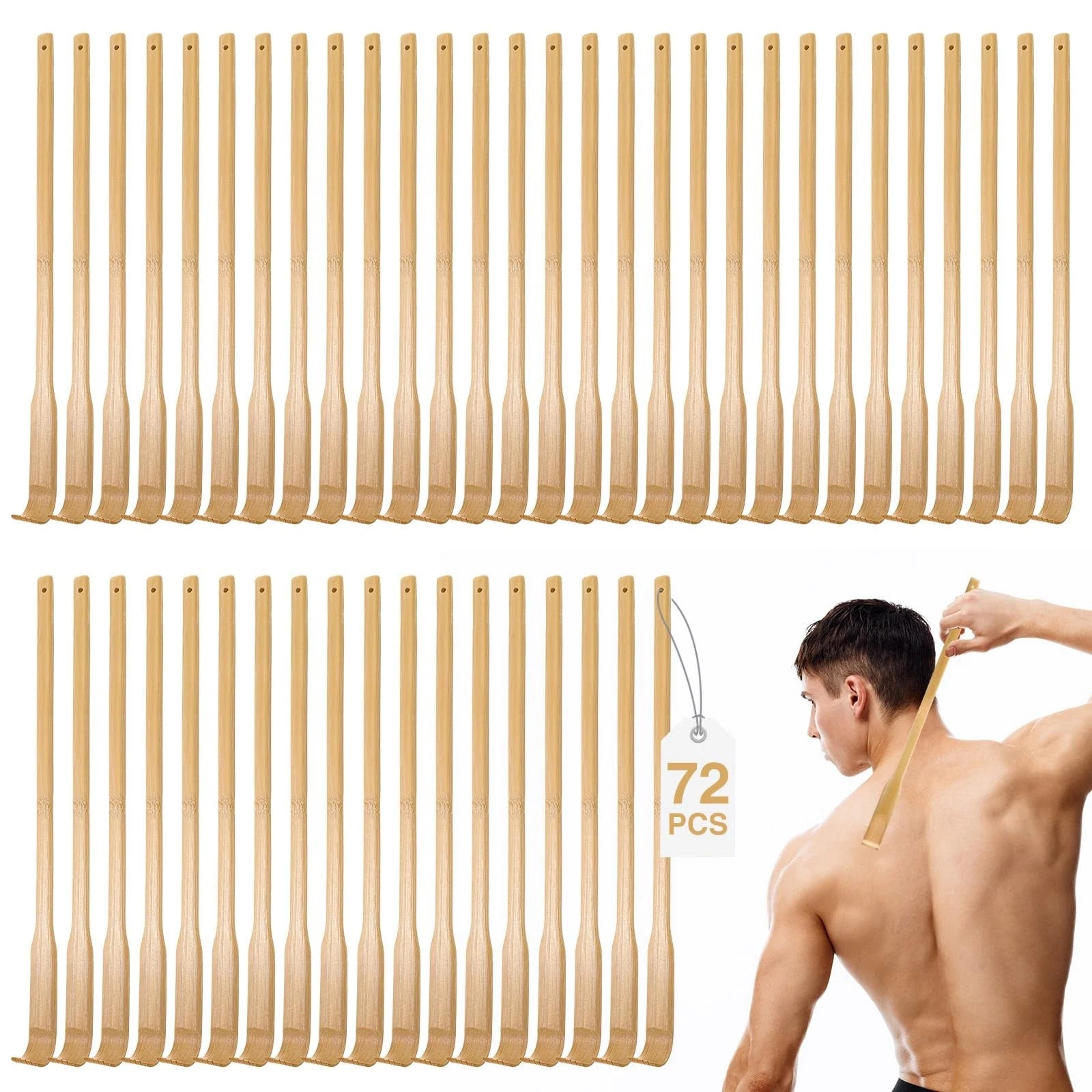 72 Pcs Bamboo Back Scratcher Bulk Traditional Manual Back Massager Wooden Lon...