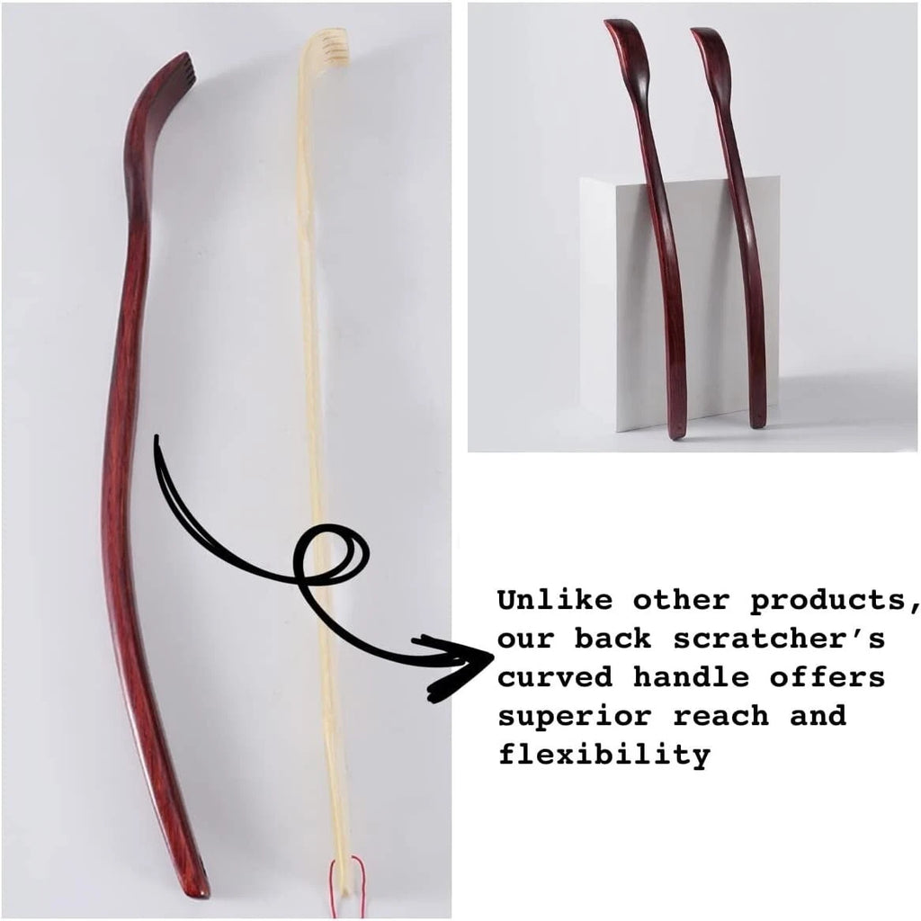 "Oversized 18-Inch Curved Wooden Back Scratcher – Extended Reach – Free and Ship
