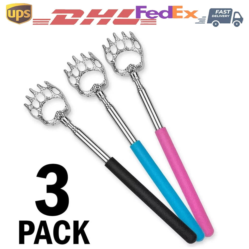 3 Pack Metal Back Scratcher Back Extendable Massager Bear Claw Telescopic US