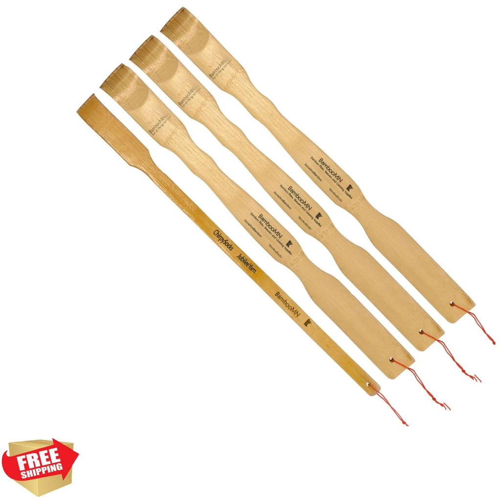 4-Piece Bamboo Back Scratcher Set: 3 Standard & 1 Travel Size for Itching Relief