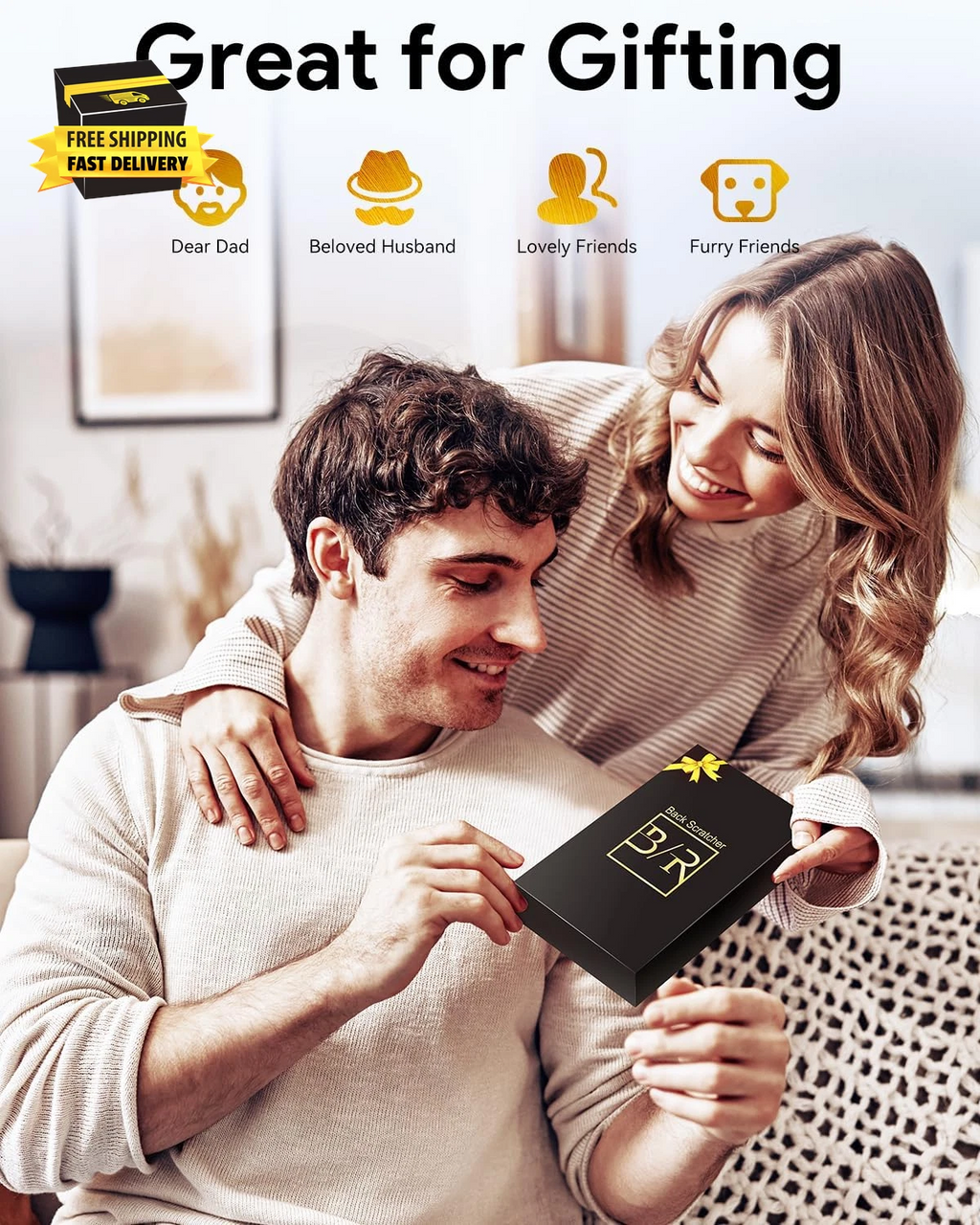 Telescoping Back Scratcher with 4Pcs Detachable Scratching Heads, Fathers Day Da