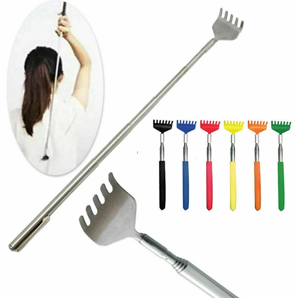 NEW Metal Telescopic Retractable Back Scratcher Stainless Steel 16cm to 51cm UK