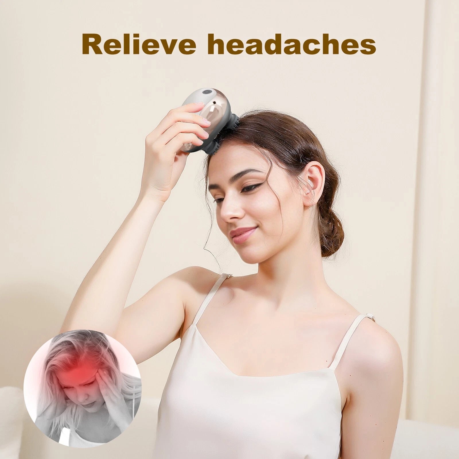 Electric Head Massager Scalp Waterproof 4 Heads 96 Nodes for Hair Stress Relax