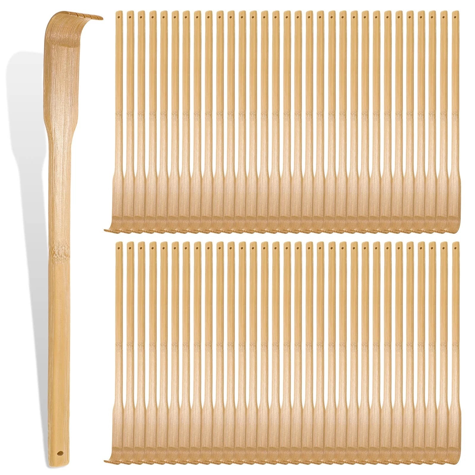 50 Pcs Bamboo Back Scratcher Bulk Traditional Manual Back Massager Wooden Lon