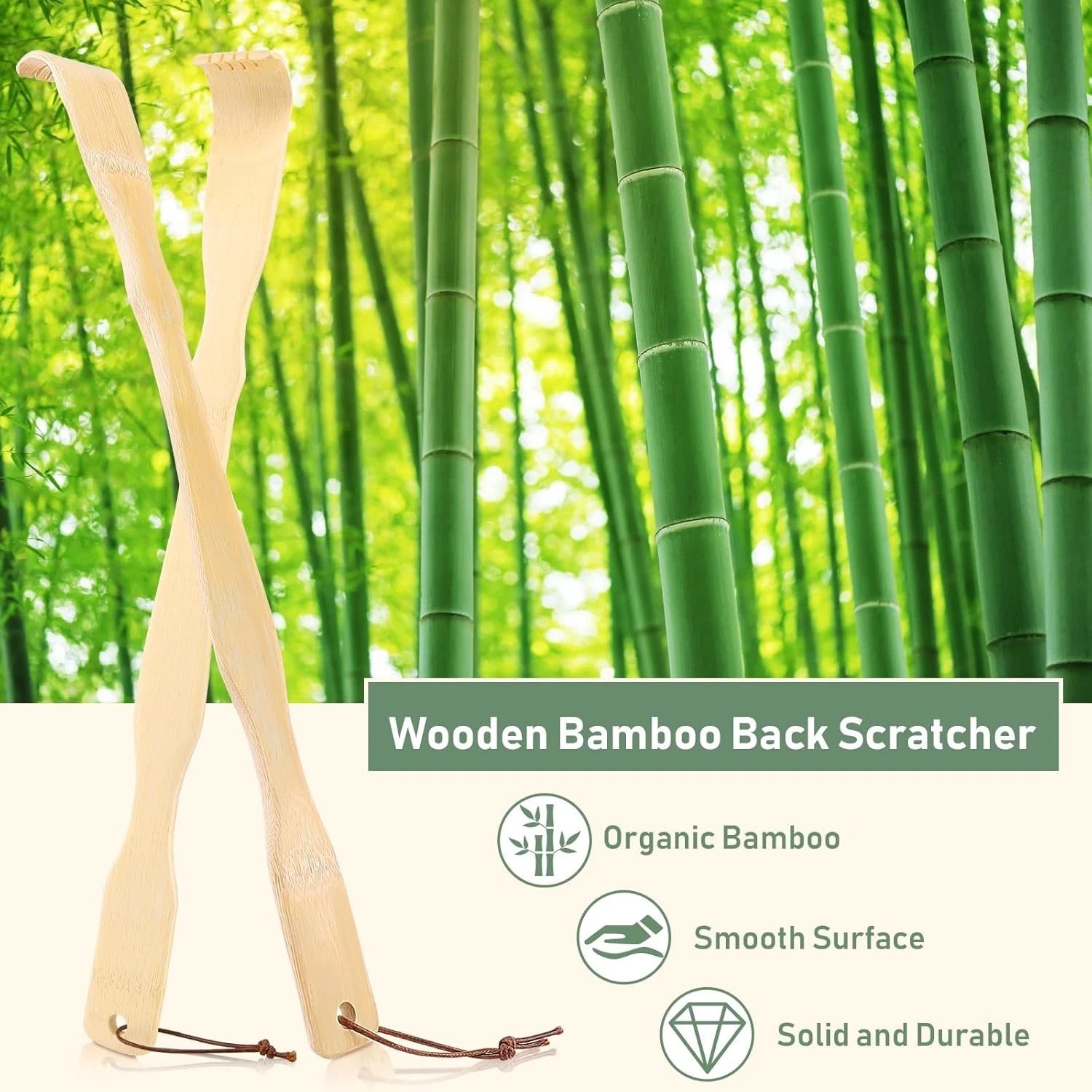 Natural Bamboo Wooden Tickling Rake Back Scratcher Pick Itch Relief Tools 4pcs