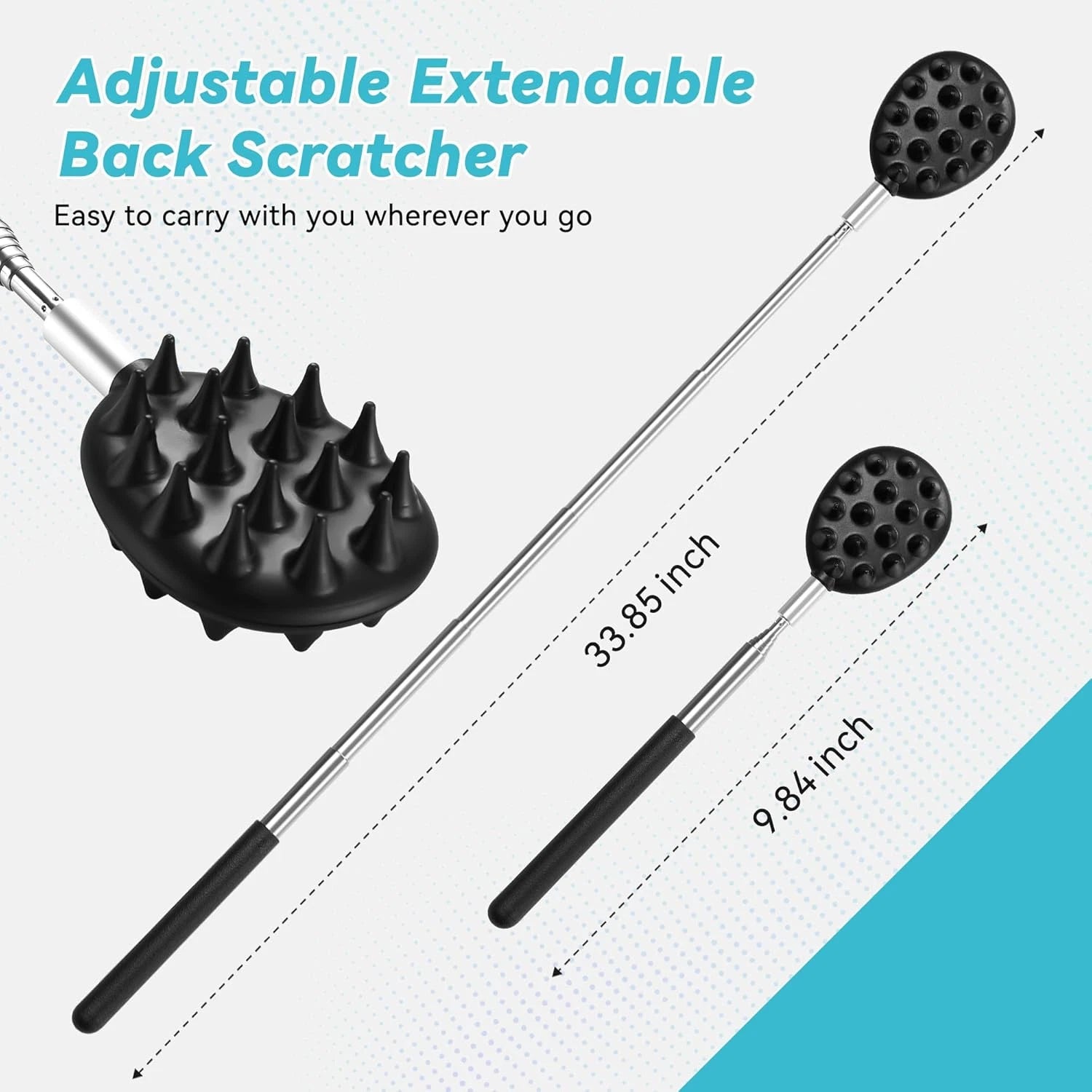 Telescoping Back Scratcher with 3Pcs Detachable Heads, Back Scratcher for Men/Wo