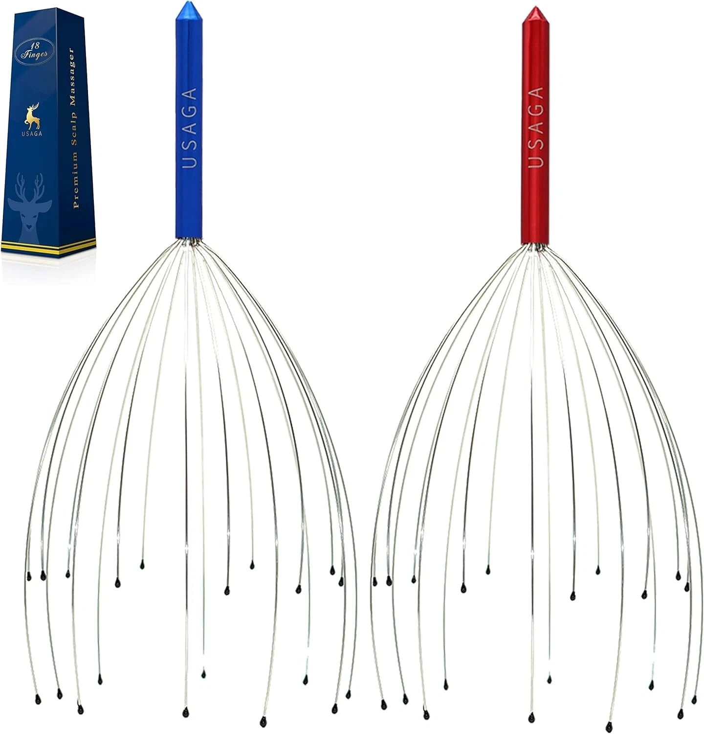 Adjustable Head Scratcher - Durable Scalp Massager in Red & Blue