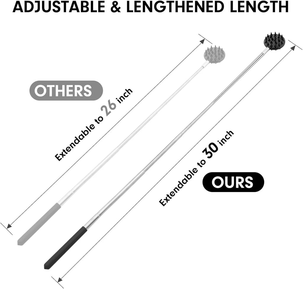 Telescoping Back Scratcher with 4 Detachable Heads, Adjustable Metal Scraper