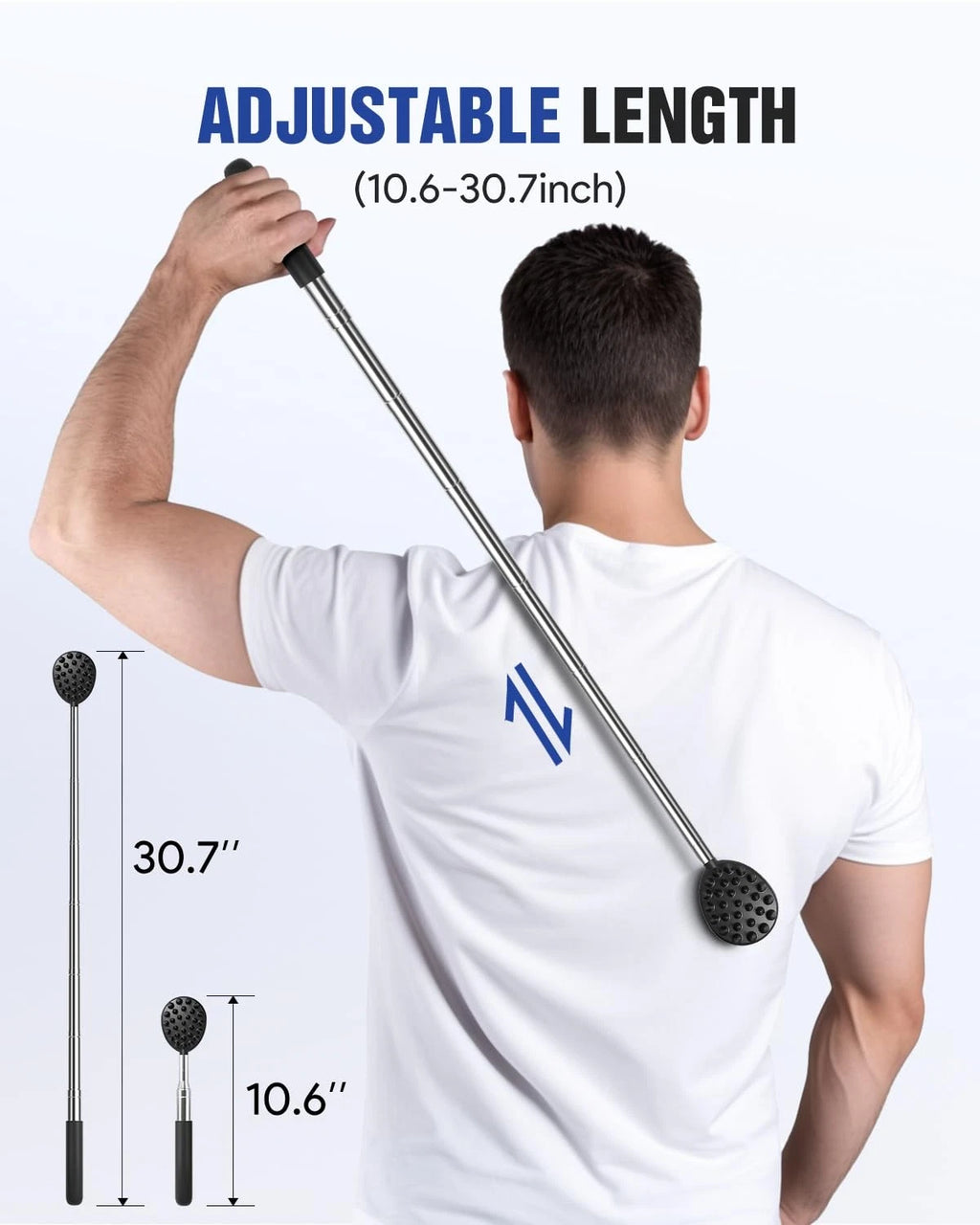 Telescopic back scratcher with 5 removable heads