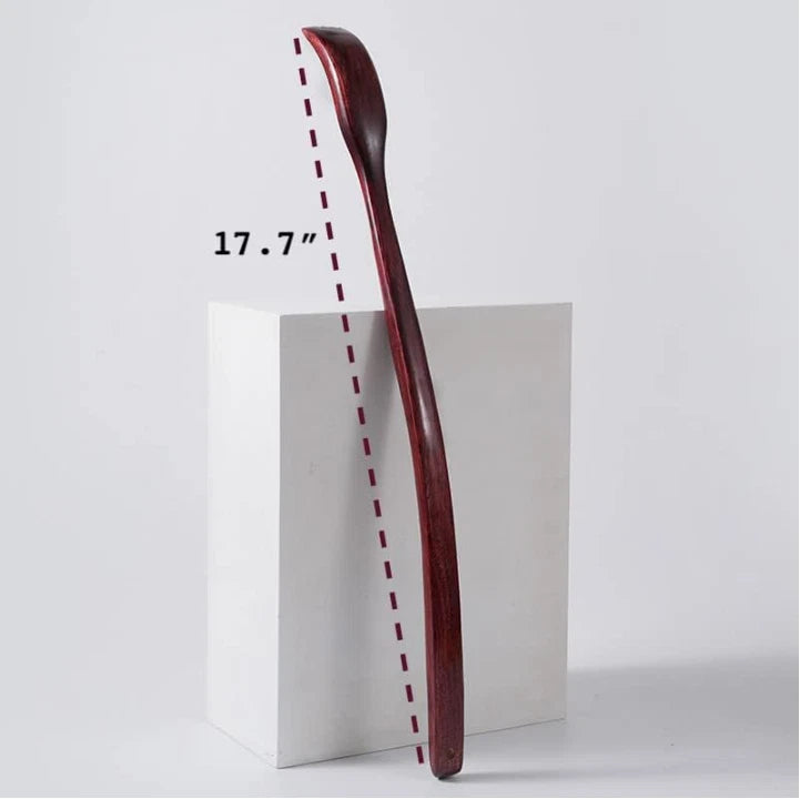 Oversized Wooden Back Scratcher: 18 Extended Curved Handle for Better Reach,