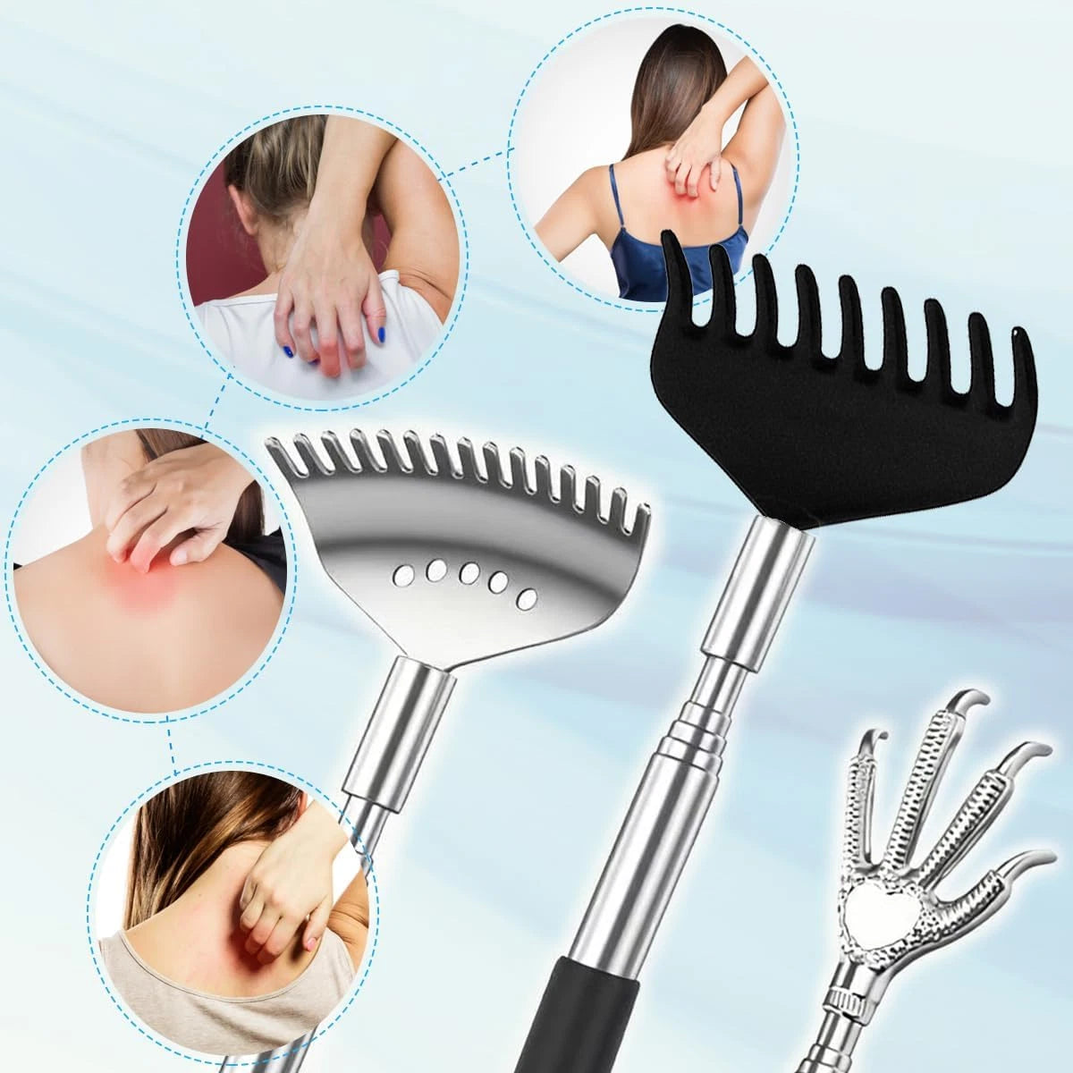 3Pcs Upgraded Back Scratcher Massager, Telescoping Back Massage Stocking Stuffer