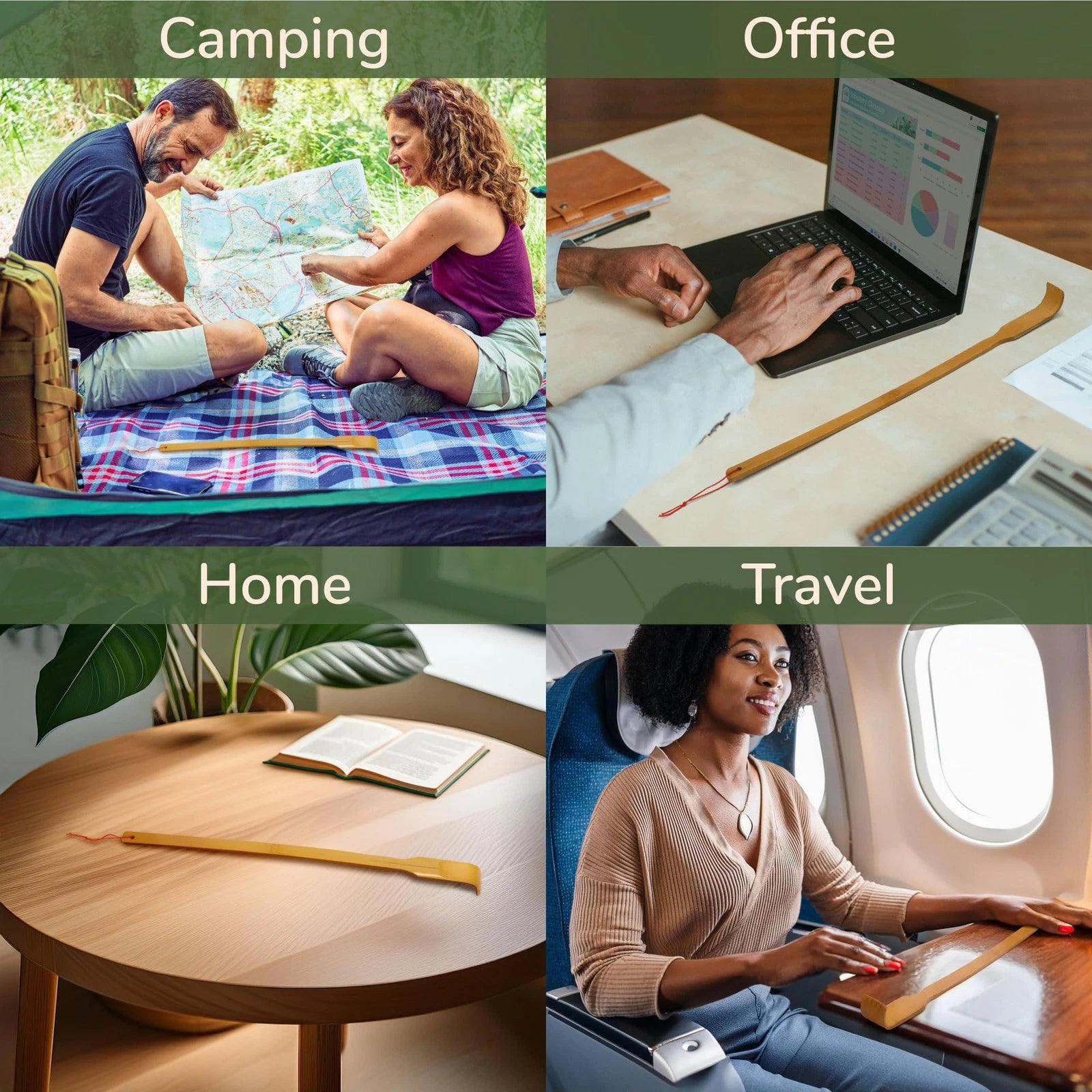 16.5 Inch Traditional Thin Travel Size Bamboo Wooden Back Scratcher Body Rela...