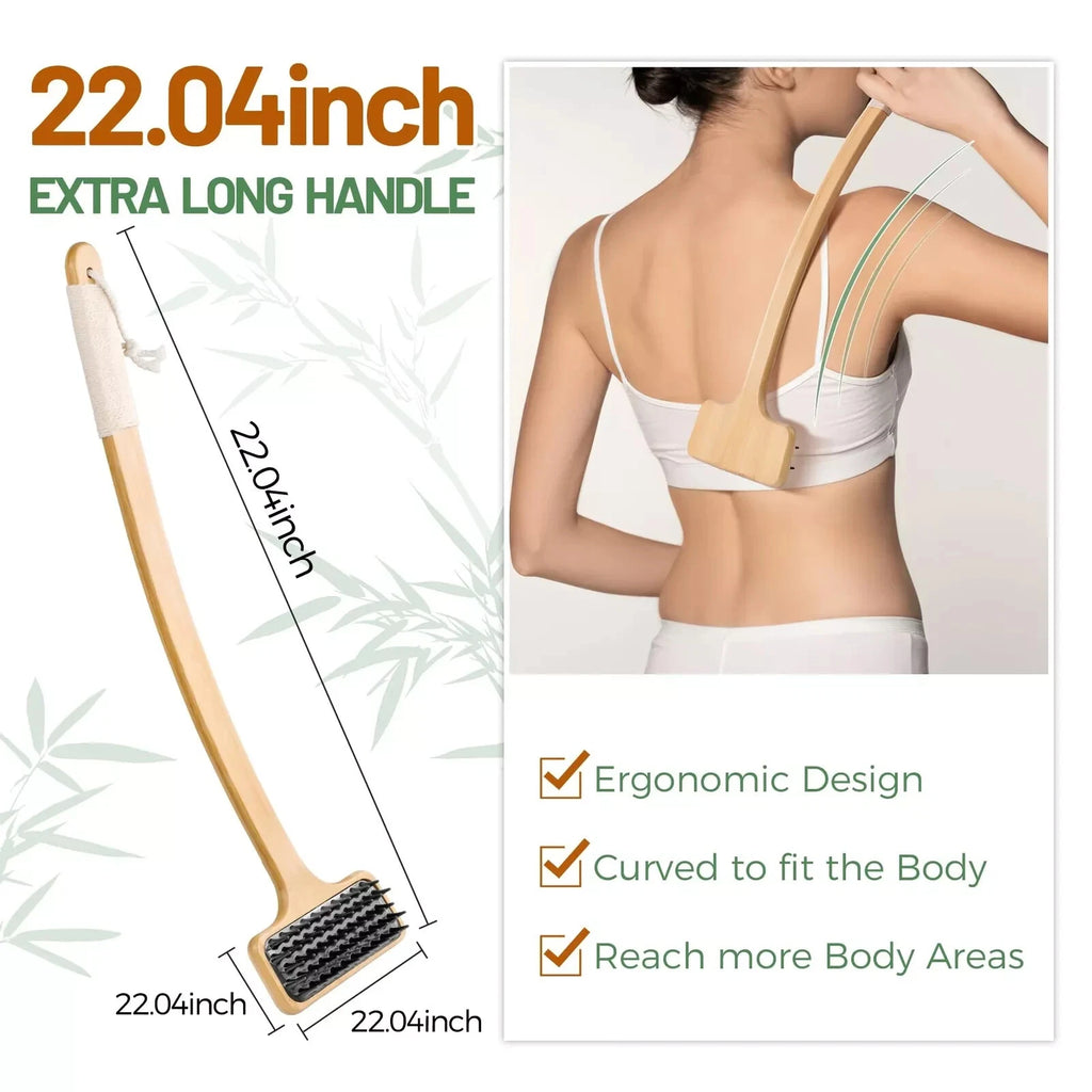 NURENDER 22'' Bamboo Back Scratcher with Extra Long Handle 2 in 1 Back Massag...