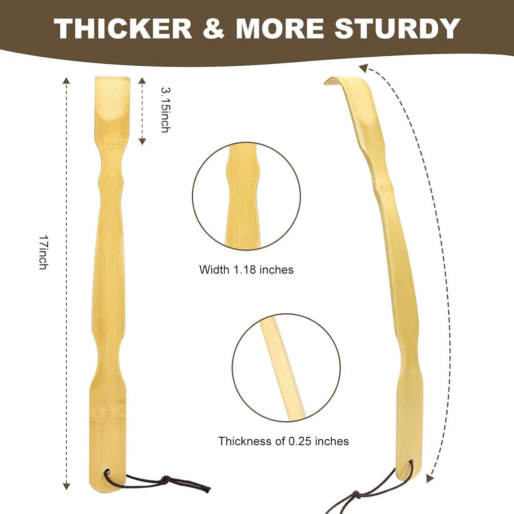 3 Pack Wooden Back Scratcher, 17 Inch Curved Long Handle Bamboo Back Scratchers