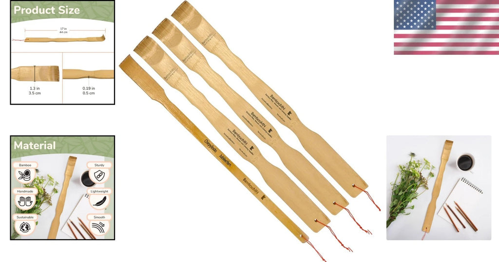 4-Piece Bamboo Back Scratcher Set: 3 Standard & 1 Travel Size for Itching Relief