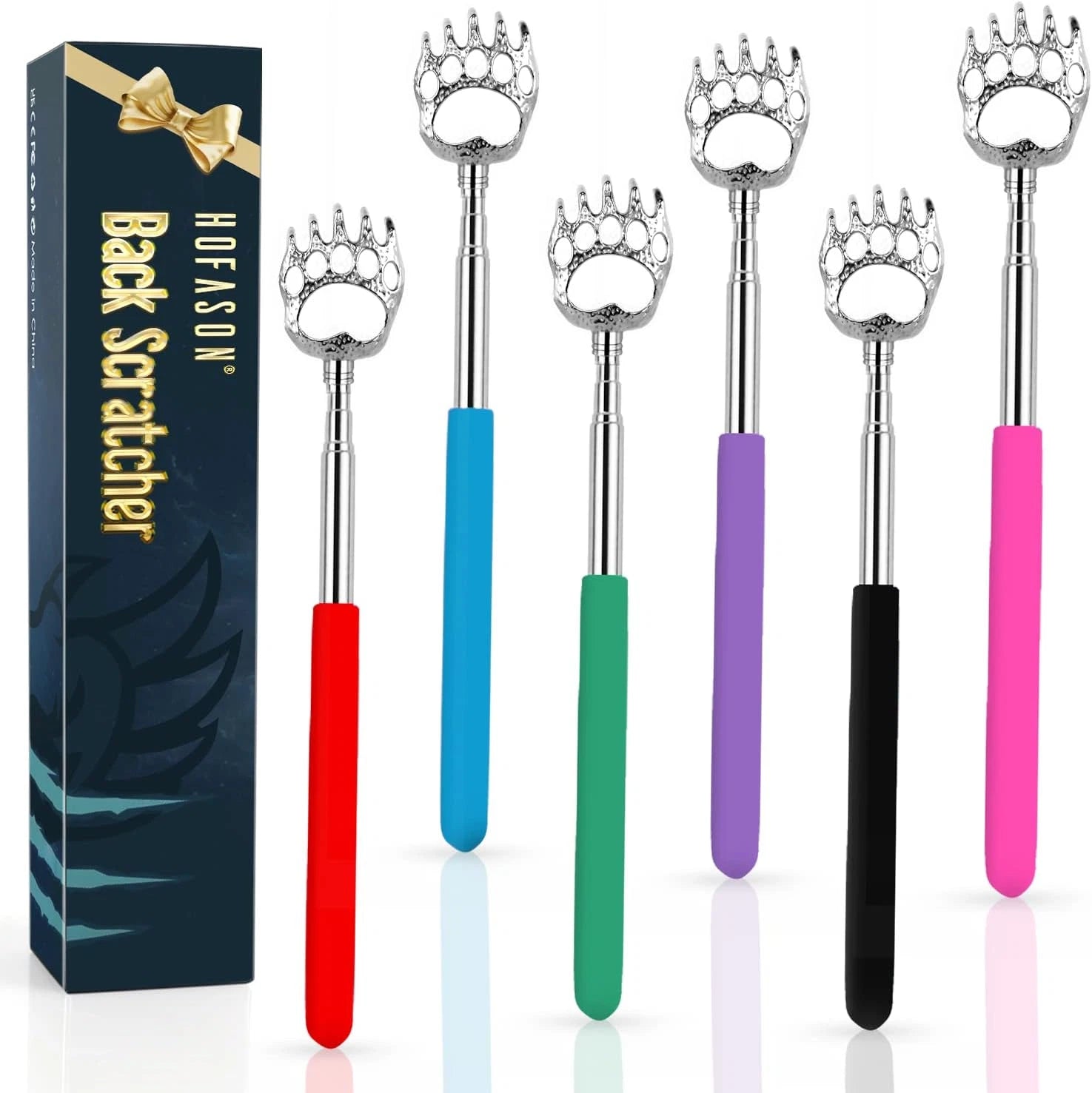 Back Scratcher Set 6 Pack Extendable Massager Gift for Dad Men Women Teens