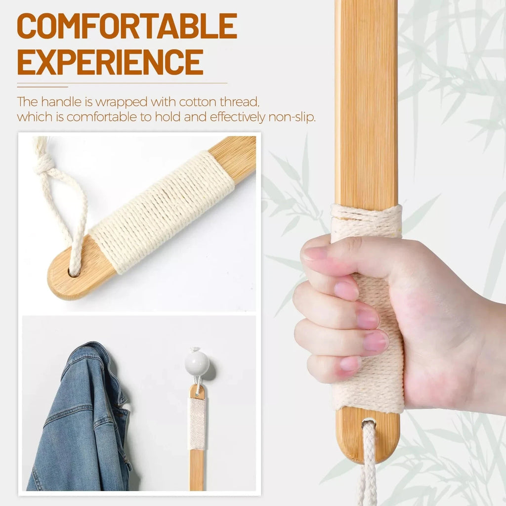 NURENDER 22'' Bamboo Back Scratcher with Extra Long Handle 2 in 1 Back Massag...
