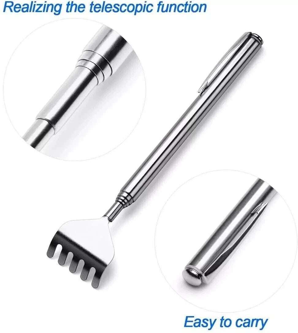 Metal Stainless Steel Back Scratcher Telescopic Extendable Claw Extender QW US