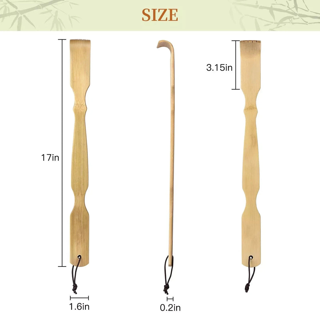 2 Pack Natural Bamboo Back Scratcher Long Reach Pick Itch Relief Tool Portable