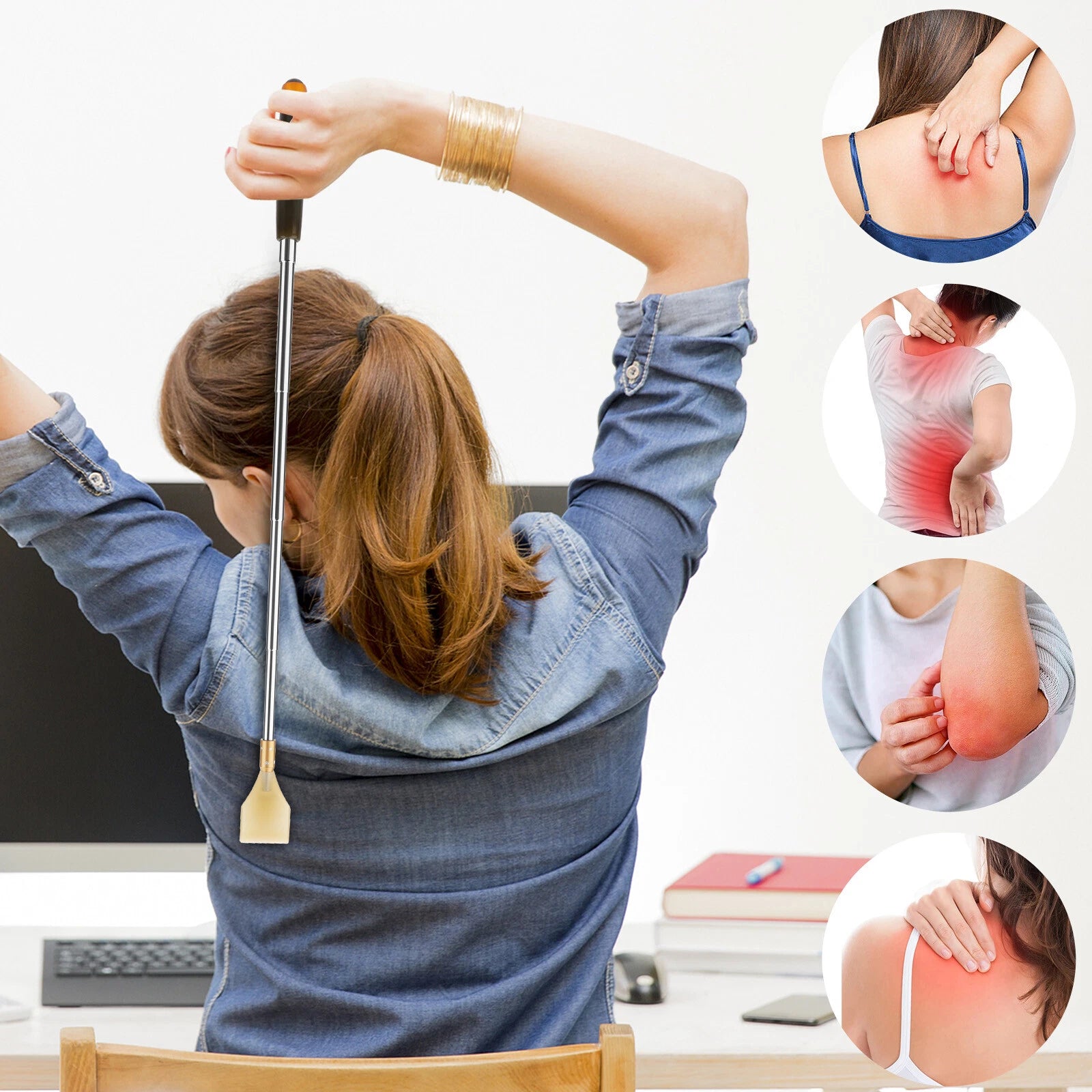 Extendable Back Scratcher, Relieve Itching Tool, Acupoint Massager for Men Women