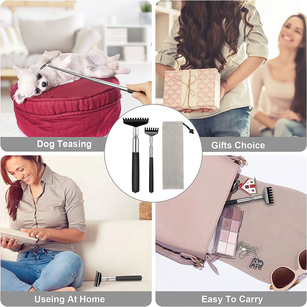 Telescoping Back Scratcher, 2 Pack - Stainless Steel, Portable and Extendable