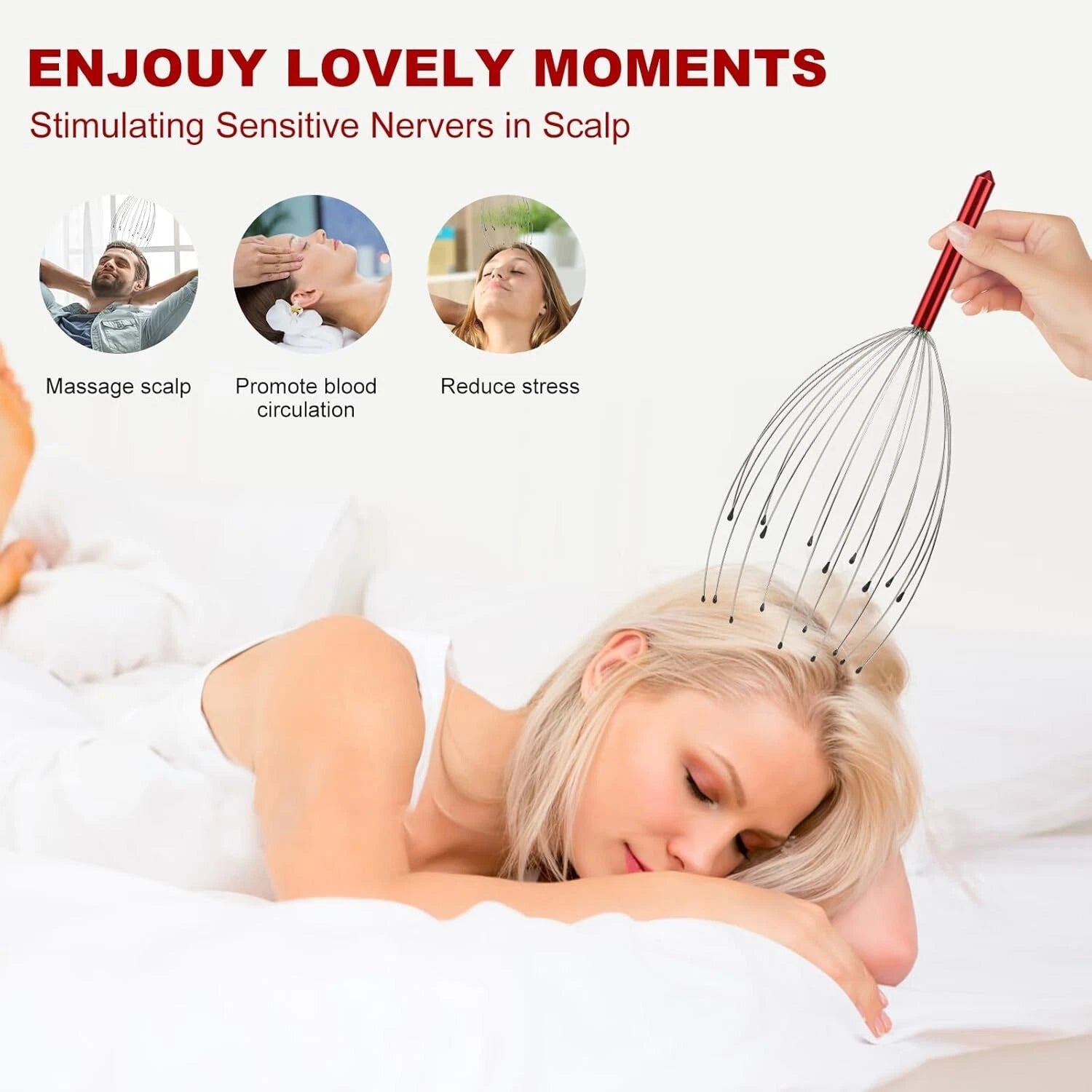 20 Fingers Scalp Massager, Head Scratcher Back Massage for Body Stress Relax, St