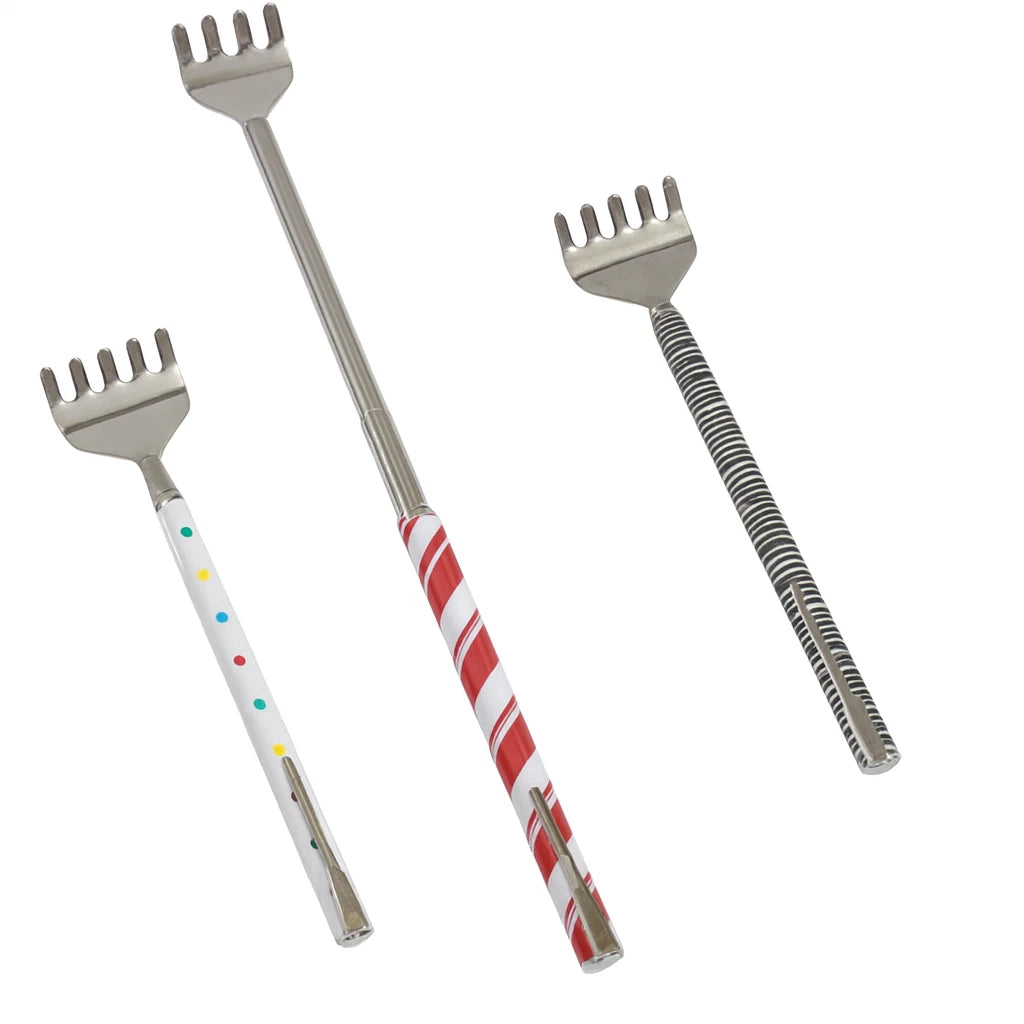 3 Pack Stainless Steel Telescoping Back Scratcher with Pocket Clip Assorted