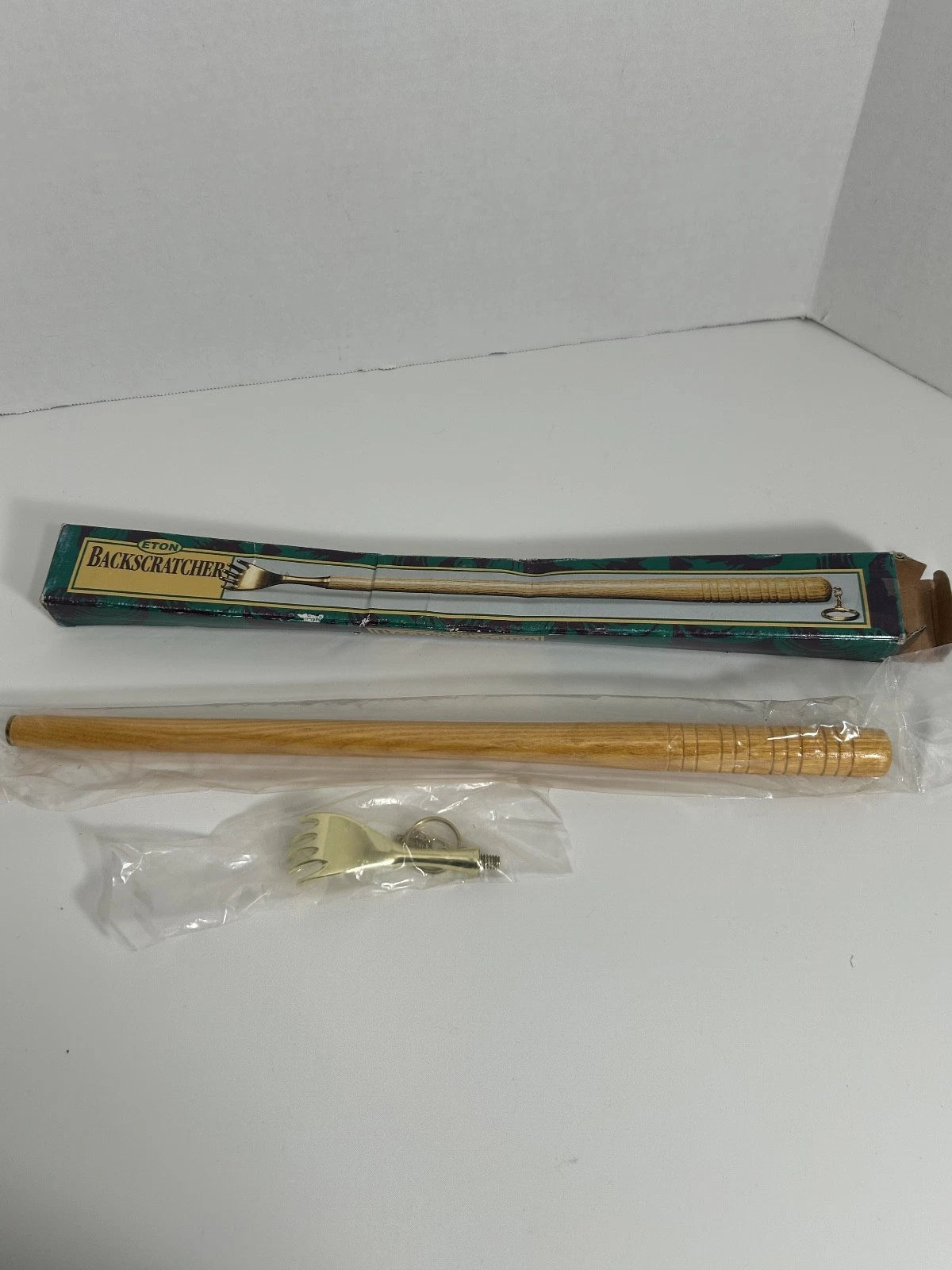 NEW Vintage Eton BACK SCRATCHER Brass w/ Hand Wooden Handle 19" Screw on Handle