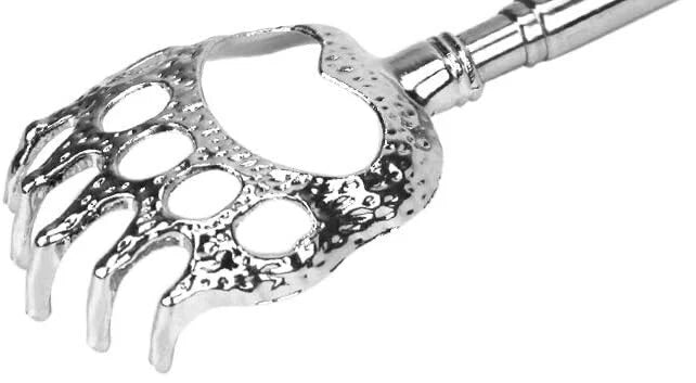 Bear Claw Telescoping Back Scratcher - Silver Metal - Black Rubber Handle NIB