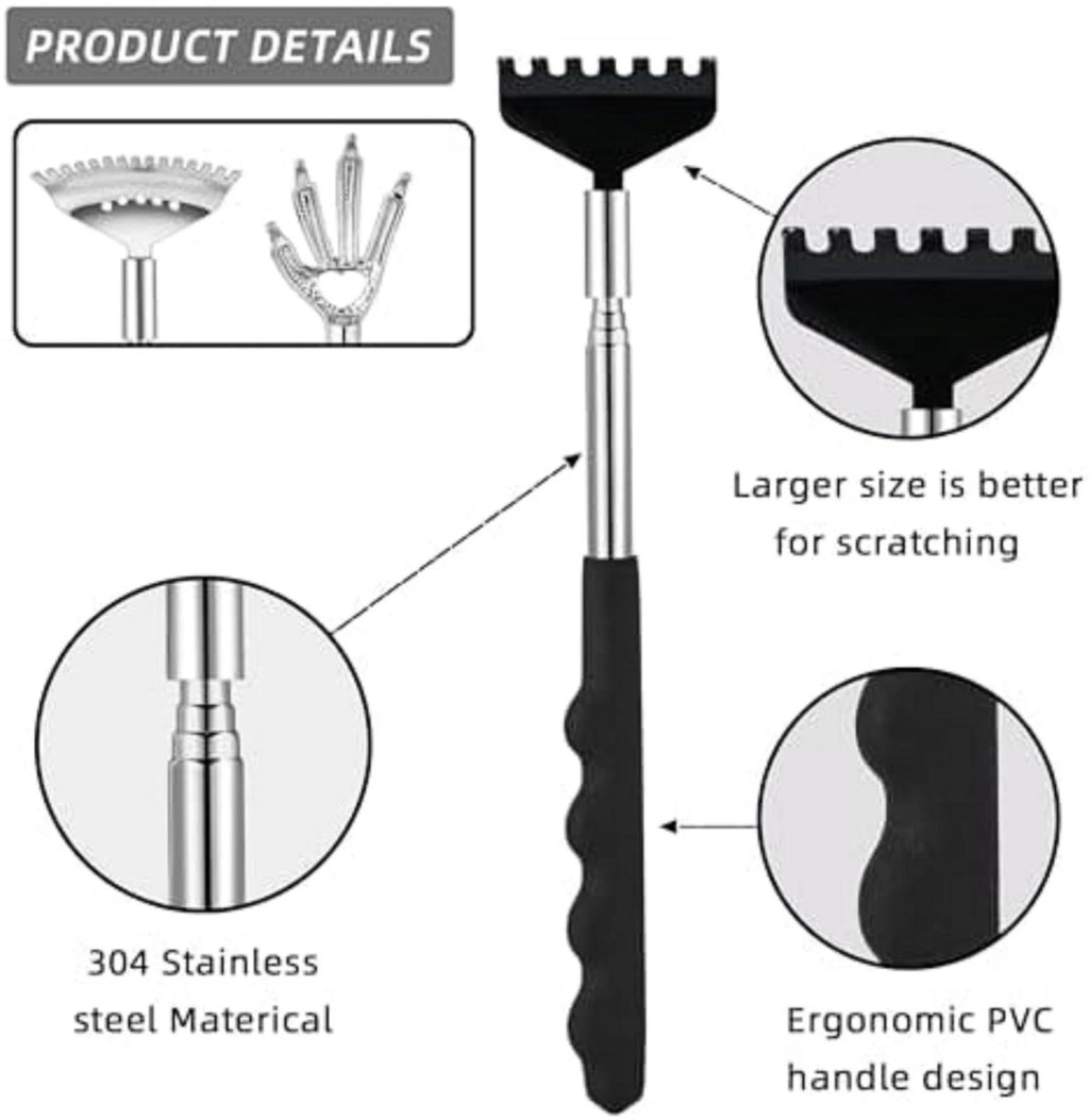 3 Pack Back Scratcher Metal Portable Telescoping Back Scratchers with Rubber Han