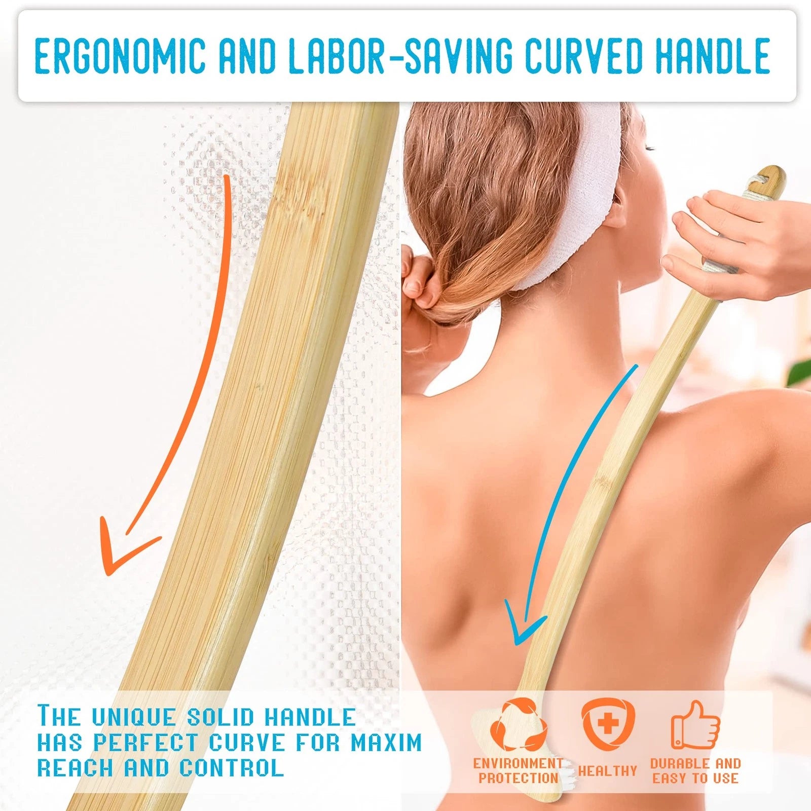 22" Oversized Back Scratcher, Bamboo Body Scratcher for Men and Women, Curved