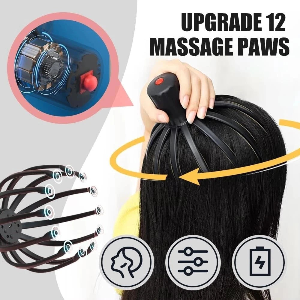 Electric Octopus Claw Scalp Massager Cordless Head Scratcher for Stress Relax US