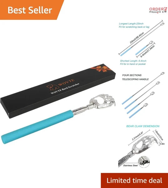 Blue Bear Claw Telescopic Back Scratcher with Durable Grip - Gift Ready