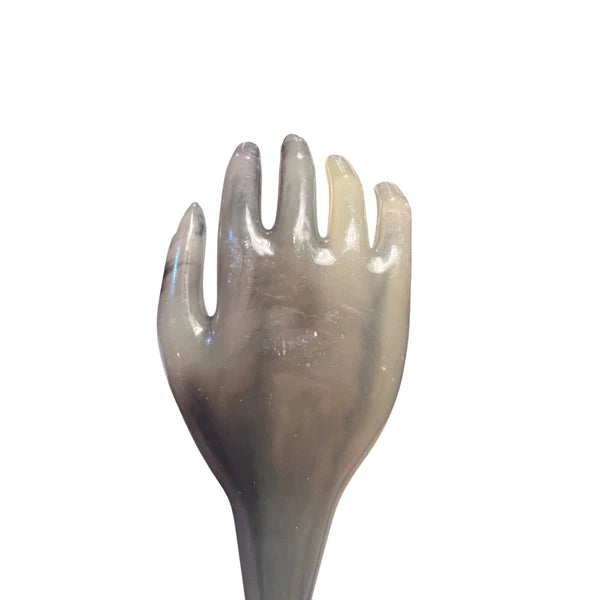 Vtg lucite & Bamboo Hand-Shaped Back Scratcher With Fleur-De-Lis Accent