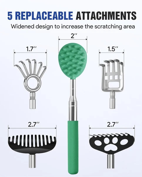 Gelibo Telescoping Back Scratcher with 5Pcs Detachable Heads,Fathers Day Dad Gif