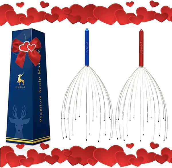 Adjustable Head Scratcher - Durable Scalp Massager in Red & Blue