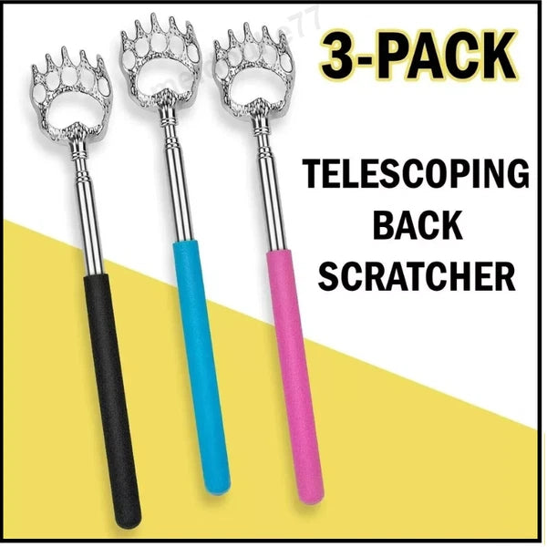 3PCS Bear Claw Telescopic Back Scratcher Metal Back Extendable Massager Gift