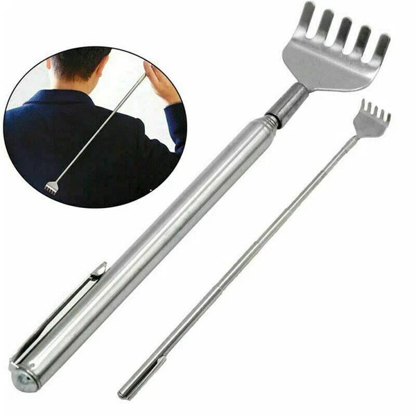NEW Metal Telescopic Retractable Back Scratcher Stainless Steel 16cm to 51cm UK