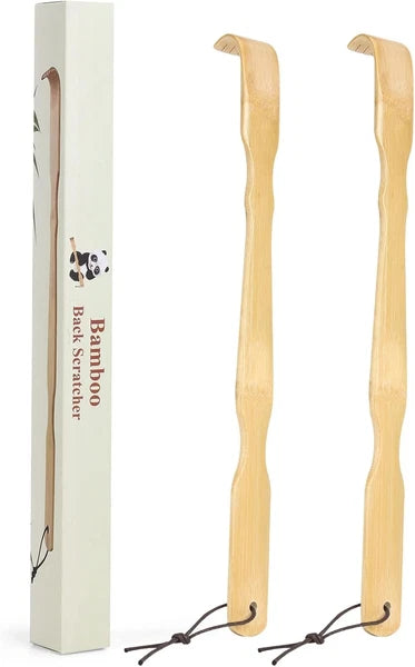 2 Pack Wooden Bamboo Back Scratcher, 17 Inch Long Handle 2 Pack,