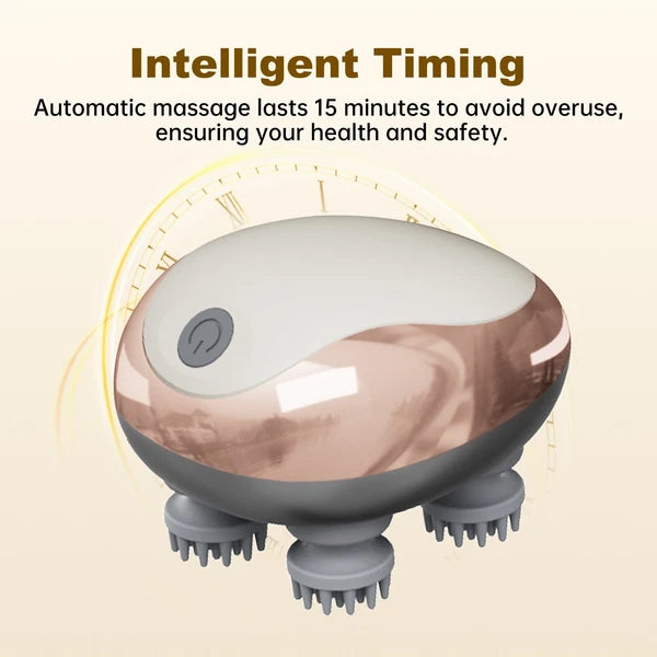 Electric Head Massager Scalp Waterproof 4 Heads 96 Nodes for Hair Stress Relax