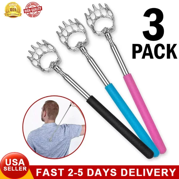 3 Pack Bear Claw Telescopic Metal Back Scratcher Back Extendable Massager Gift