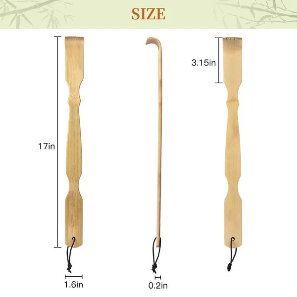 2 Pack Natural Bamboo Back Scratcher Long Reach Pick Itch Relief Tool Portable
