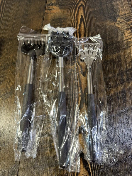 3 Piece Back Scratcher Set Extendable Metal Telescoping Gift Scratch Tool