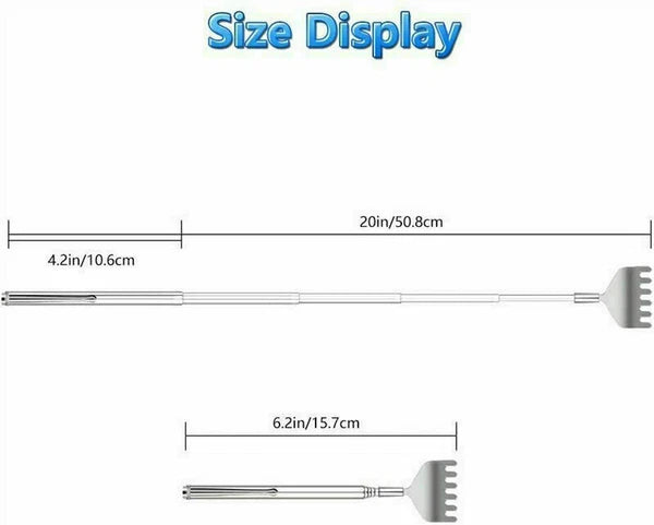 NEW Metal Telescopic Retractable Back Scratcher Stainless Steel 16cm to 51cm UK