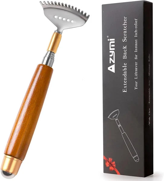 back scratcher metal back scratcher telescopic wooden handle with steel roll