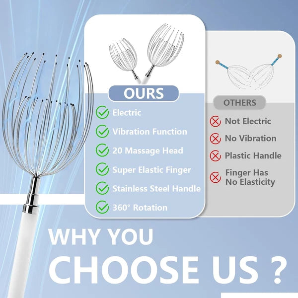 Electric Scalp Massager with 20 Fingers, Waterproof Head Scratcher