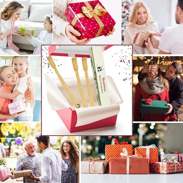 3 Pack Wooden Back Scratcher, 17 Inch Curved Long Handle Bamboo Back Scratchers