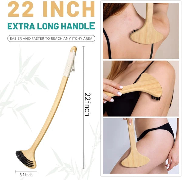 22-Inch Bamboo Back Scratcher with 2-in-1 Massaging Head for Ultimate Relief