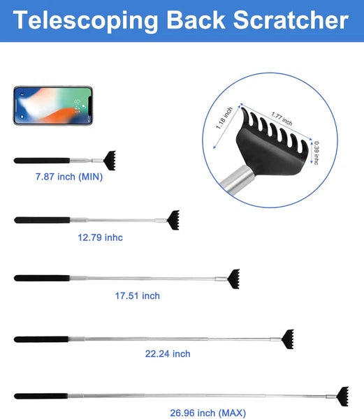 Portable Extendable Back Scratcher, 2 Pack Metal Telescoping Backscratchers for