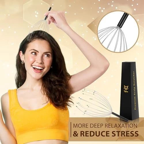 Head Massager 20 Fingers Scalp Massager Head Scratcher, Back Massage Back Black